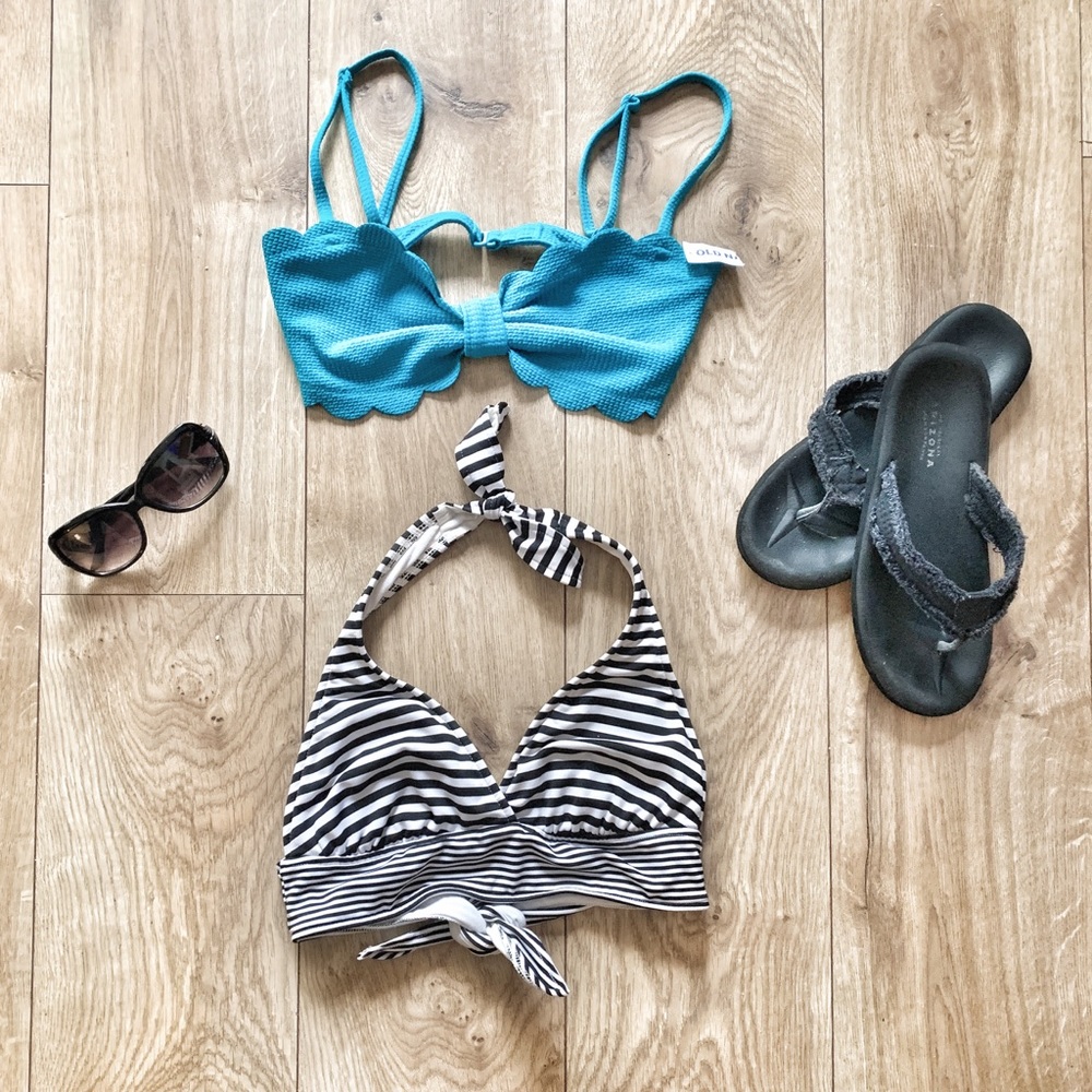 2 Bikini Tops NWT Teal Scalloped Old Navy Merona S